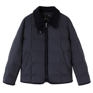 YBAI/亦白 2025冬季新款时尚百搭灯芯绒异料拼接保暖羽绒服外套女