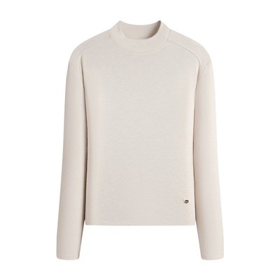 Navigare意大利小帆船羊毛长袖T恤女2025秋季新款白色通勤打底衫