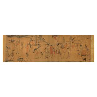 唐人阎立本职贡图复古书画人物横幅国画真迹微喷仿古复制临摹装饰