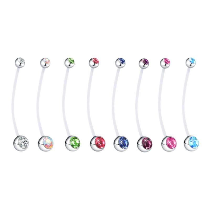 人体穿刺医用塑料防过敏双钻孕妇脐钉脐环吊坠水钻锆石性感饰品