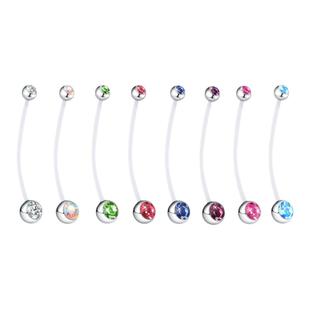 人体穿刺医用塑料防过敏双钻孕妇脐钉脐环吊坠水钻锆石性感饰品