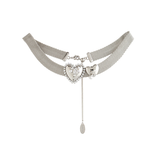 Esakoochi时空恋人~原创设计爱心项链朋克金属锁骨链小众甜酷辣妹