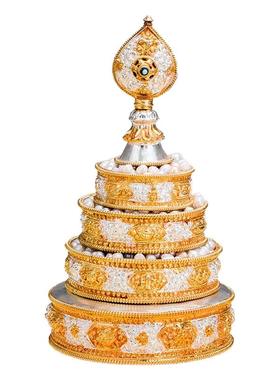 尼泊尔纯铜手工全套鎏金护法杯