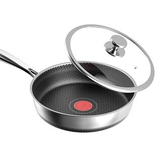 不锈钢深煎锅煎炒两用不粘平底锅不粘锅燃气灶适用家用煎蛋煎饼锅