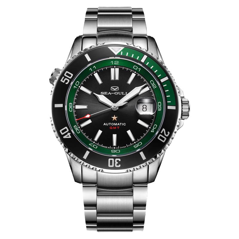 正品海鸥表男表全自动机械表防水夜光双时区男士手表男款腕表6154