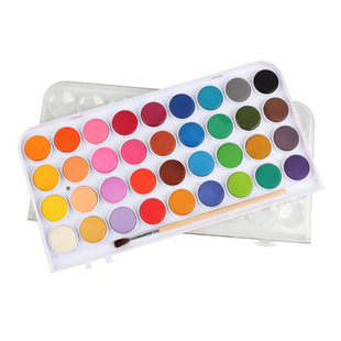 48色固体水彩颜料套装可水洗儿童初学者学生用手绘水粉画笔纸