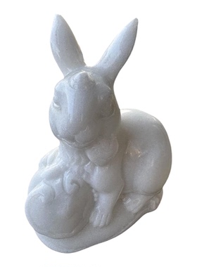 天然白玉兔子摆件中式招财
