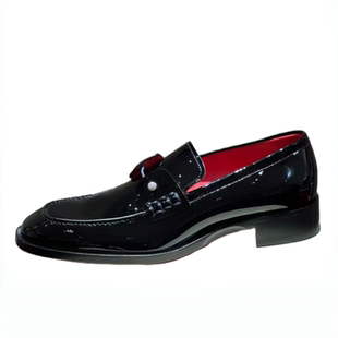 老钱风真皮一脚蹬乐福鞋cl红底休闲皮鞋男头层牛皮增高鞋新郎婚鞋