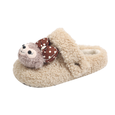 中大童毛绒达菲熊包头毛毛拖2025冬季女童圆头外穿保暖棉拖鞋