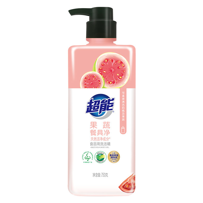 超能洗洁精750g*1瓶餐具净食品果蔬清洗剂果蔬餐具净