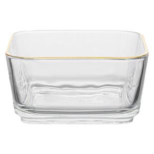 金边锤纹玻璃水果碗碟套装家用调料碗甜品碗沙拉碗透明小方碗托盘