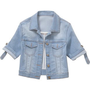 软牛仔外套薄款女夏新款潮牛仔褂搭配裙子收腰超薄高腰超短款中袖