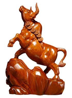 生肖雕刻拓荒牛家居客厅工艺品