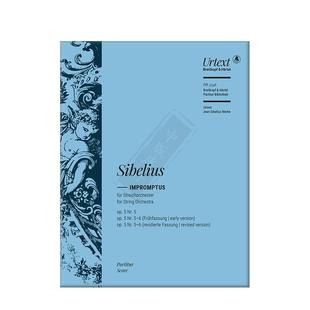 西贝柳斯 即兴曲op5 No 5-6 弦乐总谱 大熊原版乐谱书 Sibelius Impromptus string orchestra Score PB5746