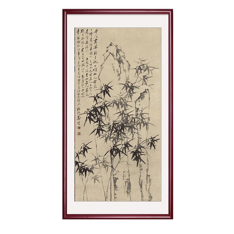 竹子挂画竹报平安玄关新中式竖版