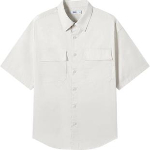 森马短袖衬衫男2025秋款纯棉宽松衬衣外套户外工装做旧水洗上衣