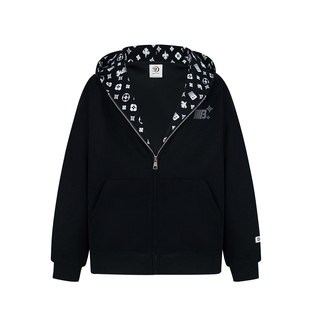 SREK 美式印花开衫连帽卫衣外套男女秋季潮牌情侣装拉链上衣