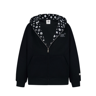 SREK美式印花开衫连帽卫衣