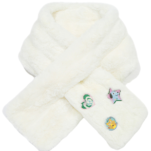 GUUKA潮牌米黄色仿兔毛绒围巾女秋冬季 情侣高级感毛领保暖围脖男