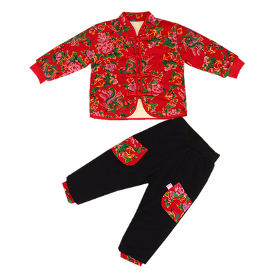 冬味儿儿童纯棉花加厚棉服套装