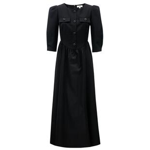 Vero Moda奥莱连衣裙子秋冬清仓长裙A字七分袖气质优雅收腰修身女