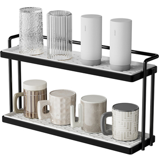 沥水杯架双层咖啡茶水杯托盘厨房餐桌台面高级感杯子收纳置物架