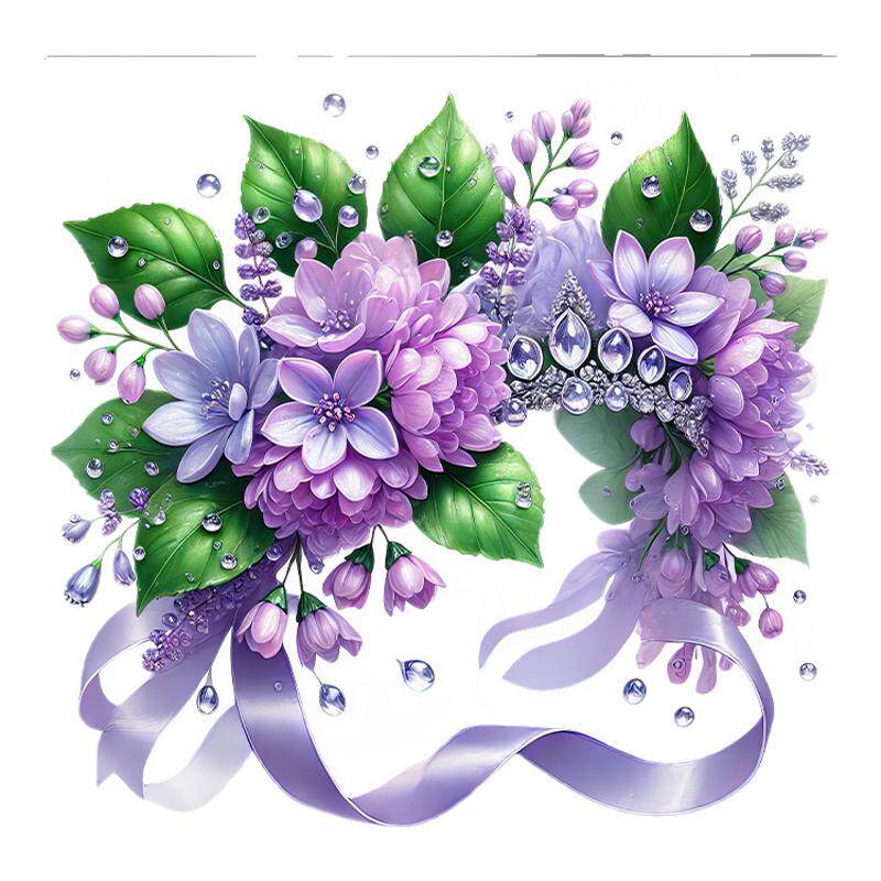 水彩紫色花环马桶冰箱墙面贴纸