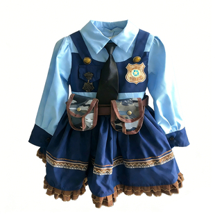 女童朱迪兔子警官连衣裙小女孩迪士尼公主裙洛丽塔生日礼服春秋装