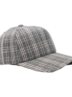 盛锡福春夏拼接细格俄棒球帽灰白色