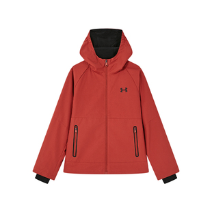 安德玛童装男大童三防梭织外套25春秋加绒连帽保暖儿童运动冲锋衣