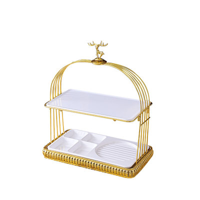 密胺双层烤鸭盘提架套装宴席