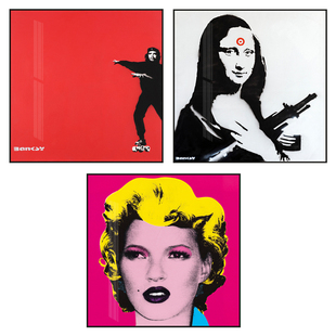 班克西挂画蒙娜丽莎切格瓦拉名人恶搞装饰画讽刺艺术卧室个性壁画