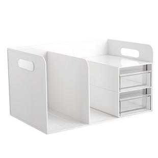 得力桌面多功能收纳架书桌置物架书本组合书立架办公小书架分区学生寝室书夹学习整理文件架收纳盒书立架