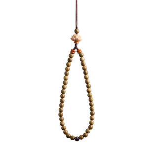 庆祥泰绿檀木手机链挂手腕链绳轻奢小众精致高级感超好看国潮挂饰女士挂绳新款串珠挂件新中式国风短款防丢绳