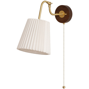 法式复古壁灯中古风卧室床头百褶布艺灯奶油风客厅民宿过道楼梯灯