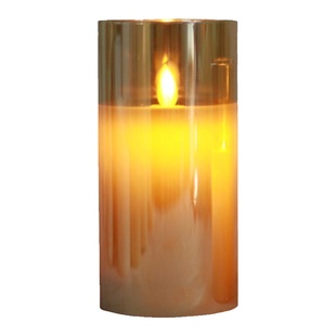 玻璃杯罩一体式LED充电款电子蜡烛灯琥珀色灯芯摇摆浪漫氛围