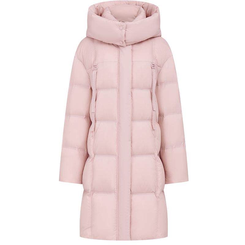雪中飞连帽防风羽绒服中长款