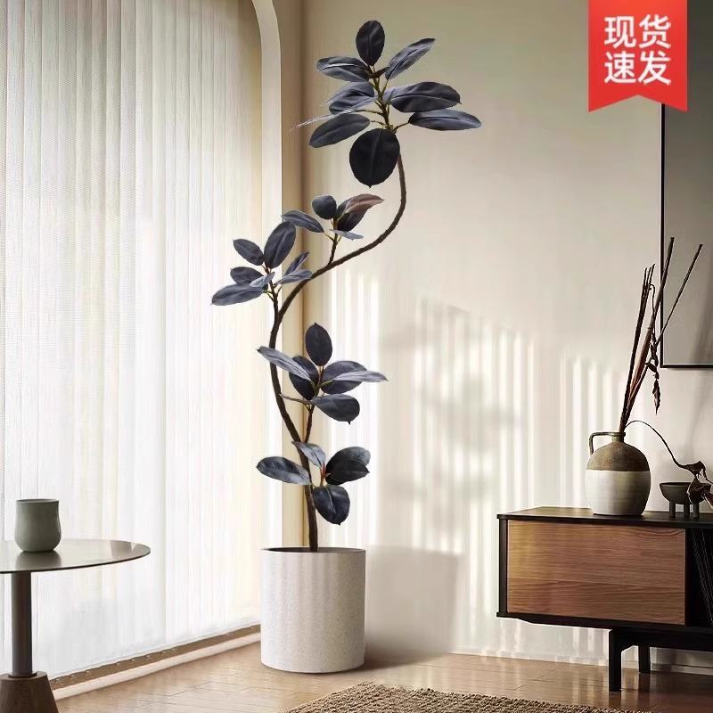 仿真绿植黑金刚橡皮树客厅绿高端轻造景植物假盆栽树摆件仿生大奢
