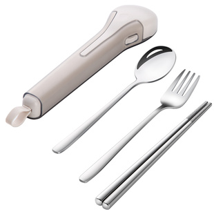 筷子勺子套装304不锈钢便携式餐具316一人用收纳盒304儿童学生