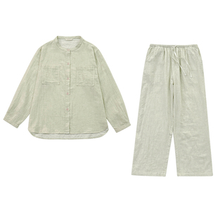 宜色家26年新款自然之息A类纱布家居服立领长袖情侣睡衣100%纯棉