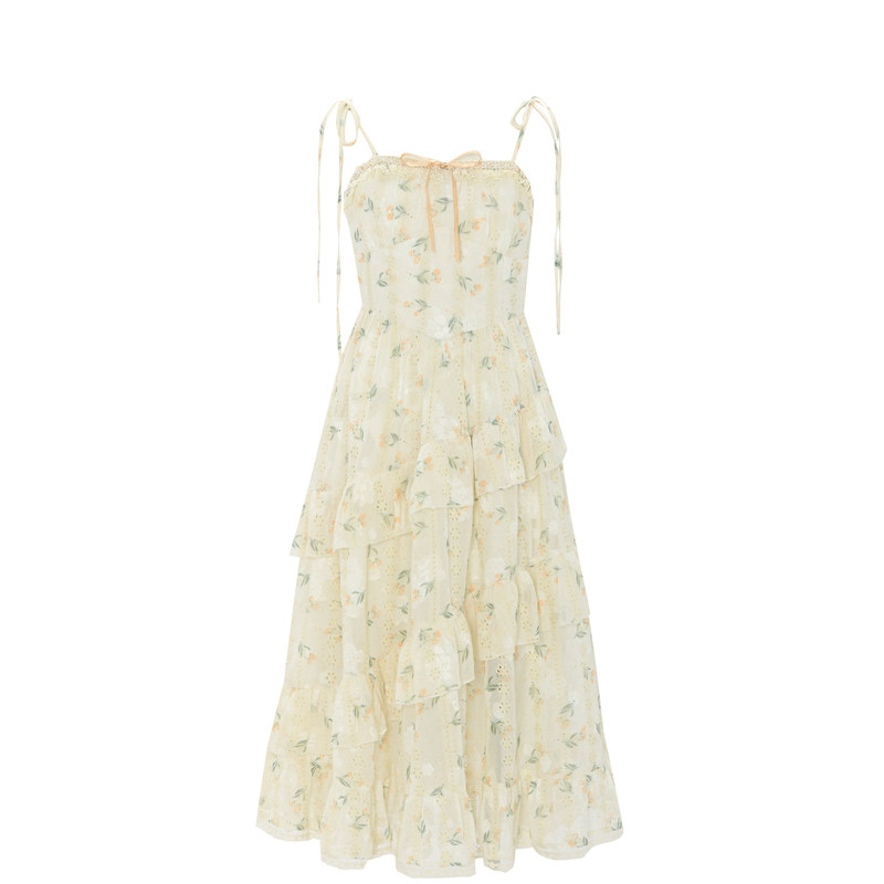 森女部落原创森系碎花吊带裙女春小个子甜美风裙子两件套连衣裙夏