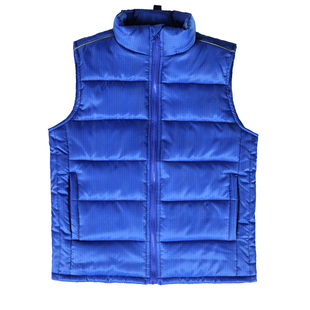 中石油冬季蓝色棉马甲背心男女加厚棉坎肩石化加油站工作服防静电