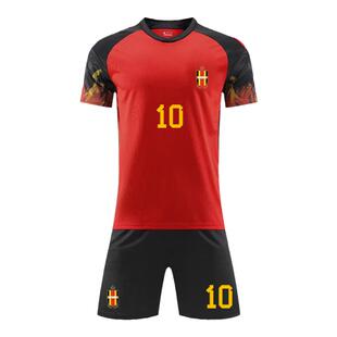 比利时组队服10号足球服套装男比赛球服球衣定制2022卡塔尔世界杯