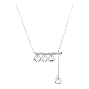 iSTONE/石头记竹节天然白水晶项链高级感轻奢可调节水滴纯银颈链