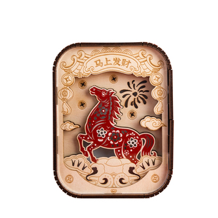 公司年会礼品马年文创伴手礼定制新年礼物发光摆件木雕灯活动奖品