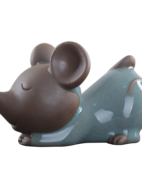 卡通紫砂老鼠摆件可爱风茶宠