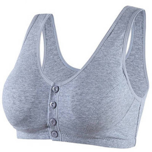 纯棉前扣加肥加大妈妈内衣文胸中老年背心式纯棉无钢圈大码胸罩女