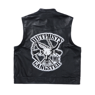 OGMC哈雷俱乐部蒙古帮玛雅帮地狱天使混乱之子帮派定制全牛皮马甲