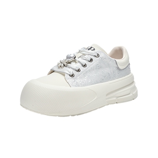 HR赫莲娜板鞋2025秋季新款厚底小个子增高休闲女鞋子百搭刺绣设计