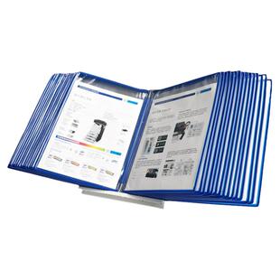 吉武A4桌放翻页展示文件夹 30页金属铁台式桌面活页翻阅资料册广告夹 30孔活页台式文件架宣传广告桌面告示夹